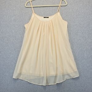 Laksmi Cream Chiffon Cami Tank Top Women’s XL Flowy Pleated